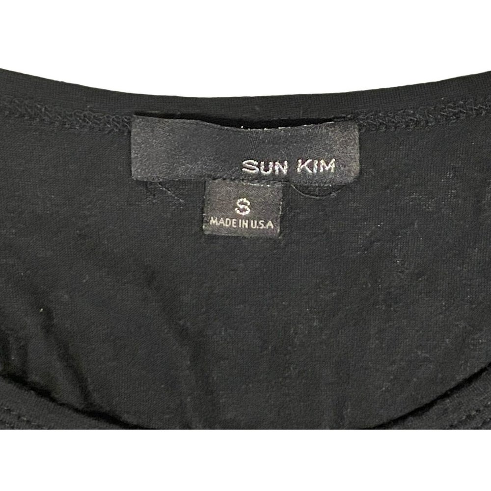 Sun Kim Black Lagenlook Artsy Asymmetrical Tunic Dress Size Small Top Blouse - Picture 6 of 8